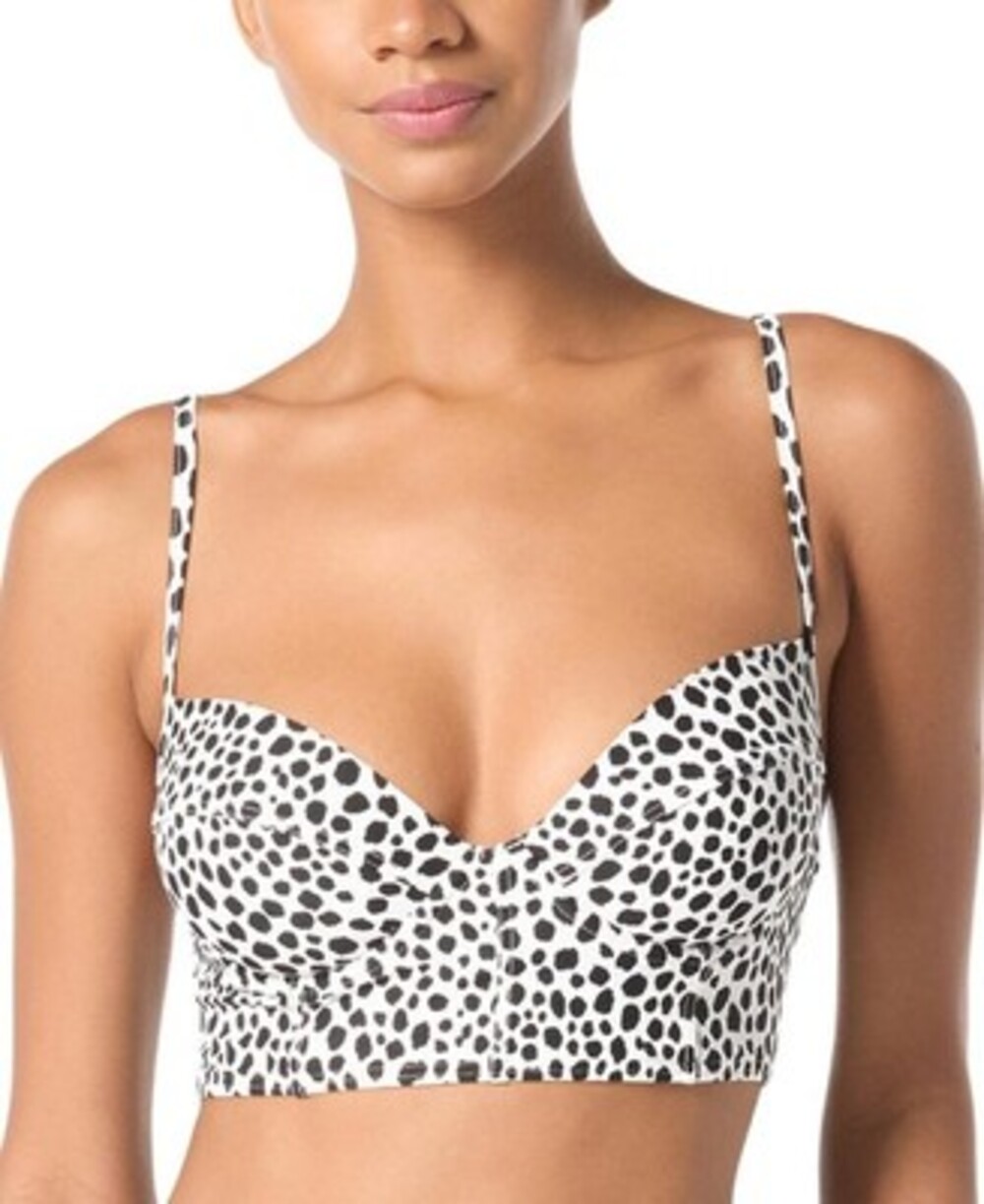 Michael Kors Underwire Sweetheart Neck Bikini Top Women's S Black/White Pullover